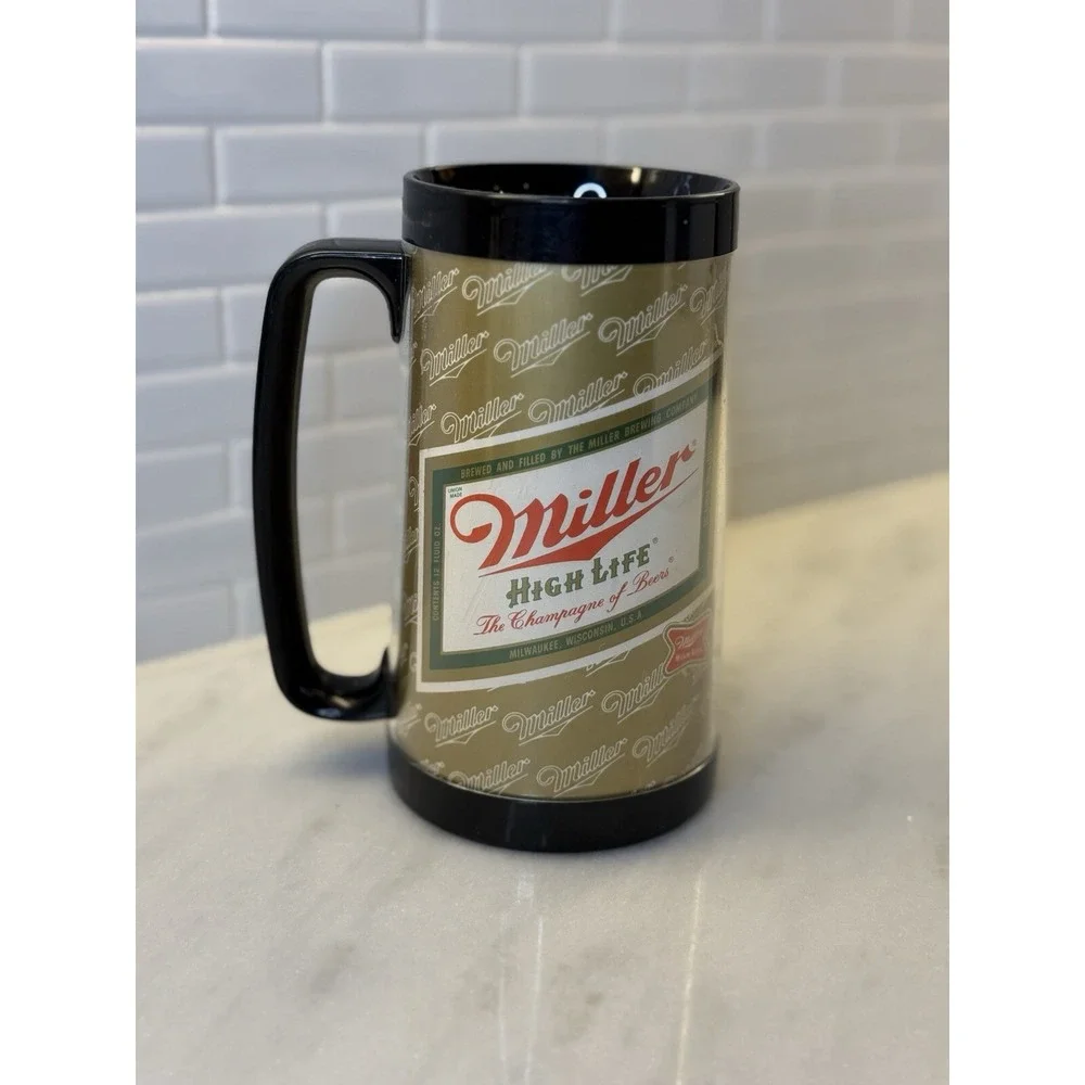 Vintage Miller High‎ Life Beer Plastic Thermo-Serv Stein Mug Champagne Of Beers